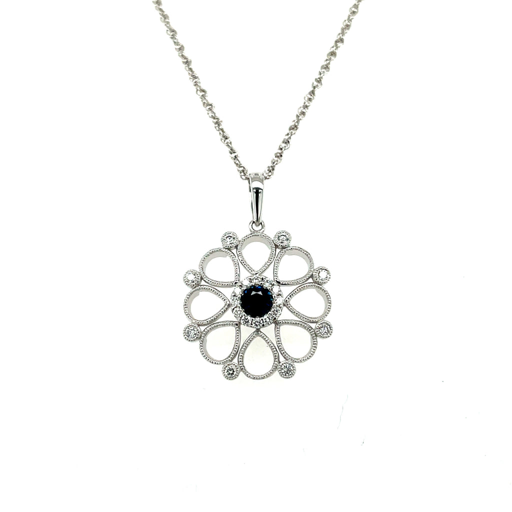 14kw Sapphire & Diamond Pendant w/chain