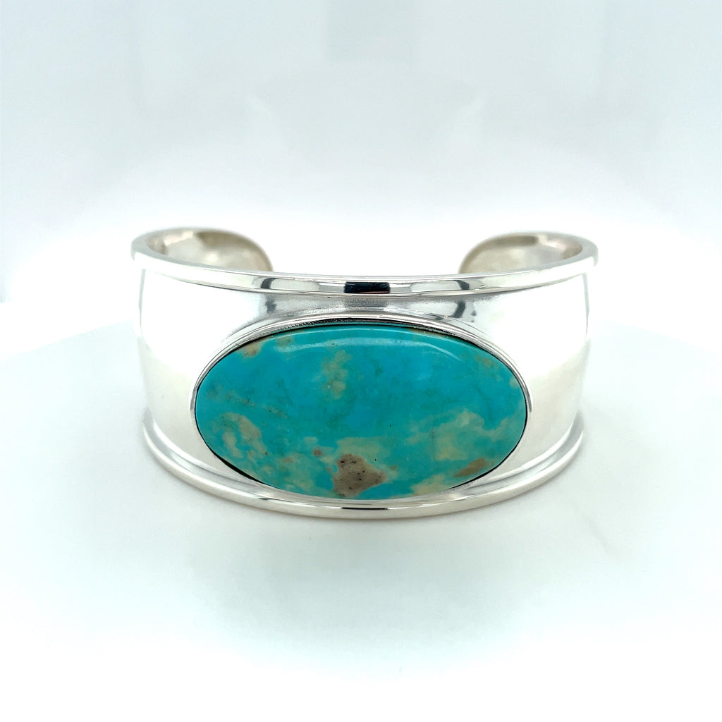 Sterling Silver custom bangle with Arkansas Turquoise