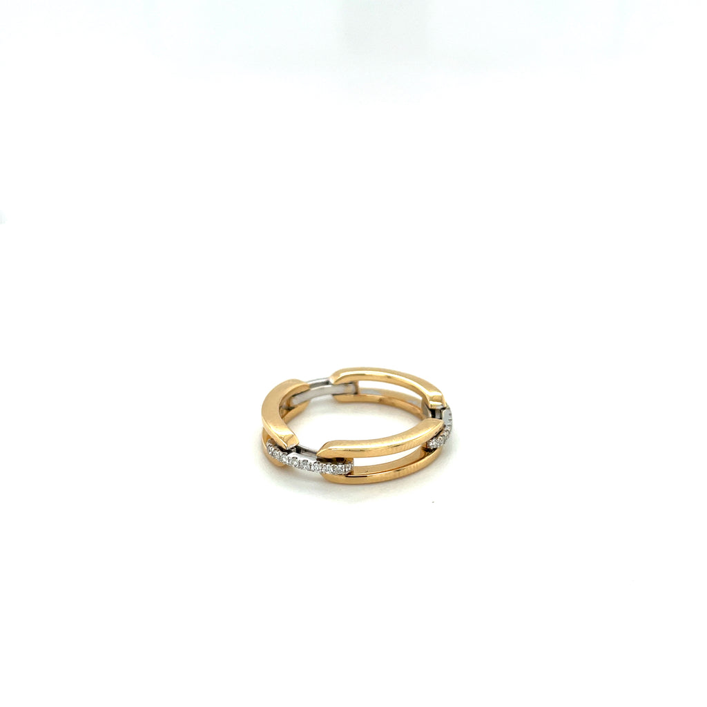 Lady's Yellow 18 Karat Fashion Ring Size 6.5 With Diamonds