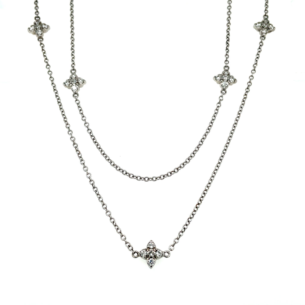 36" White 18 Karat Necklace With 110=2.50Tw Round Diamonds