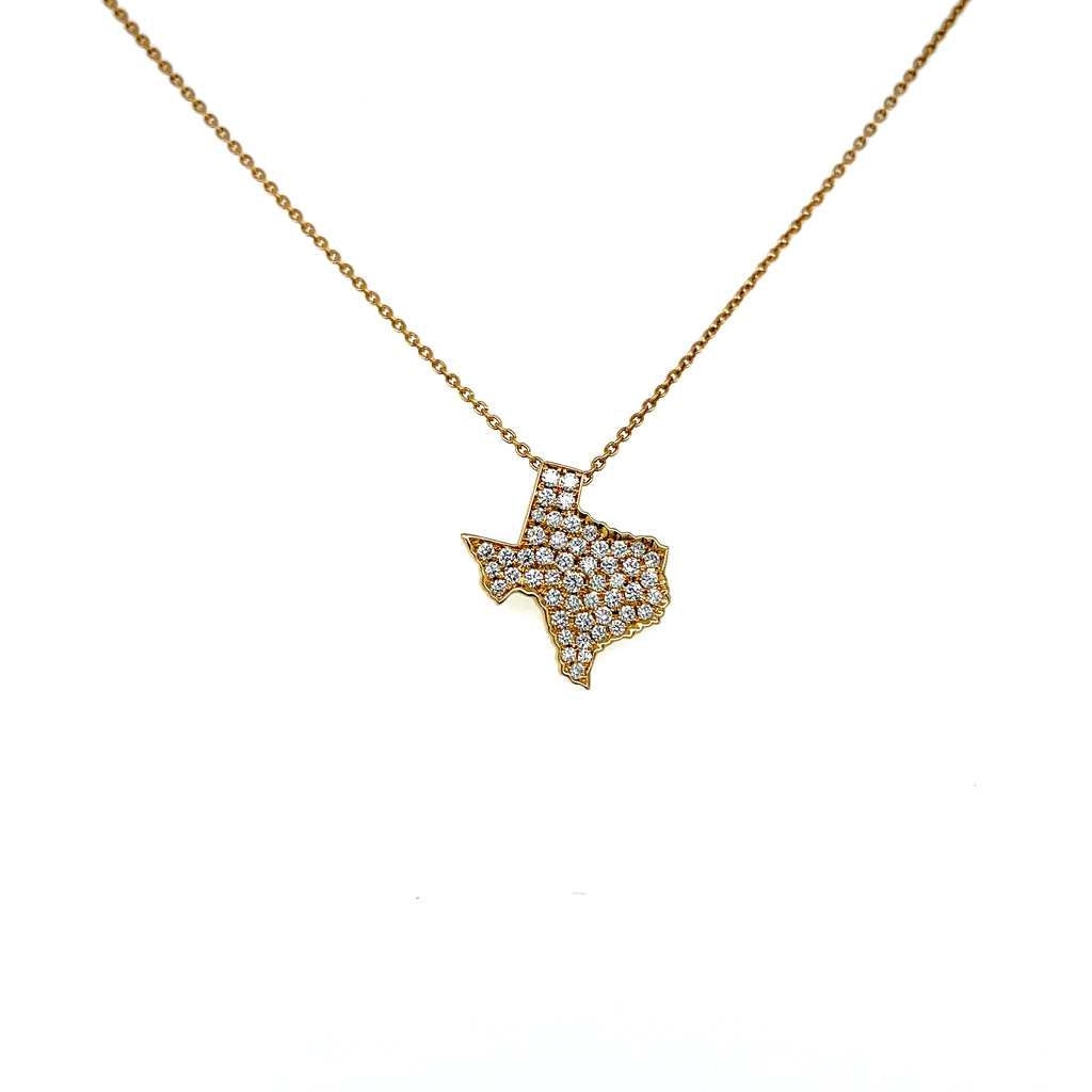 18KY Gold Texas State Pendant