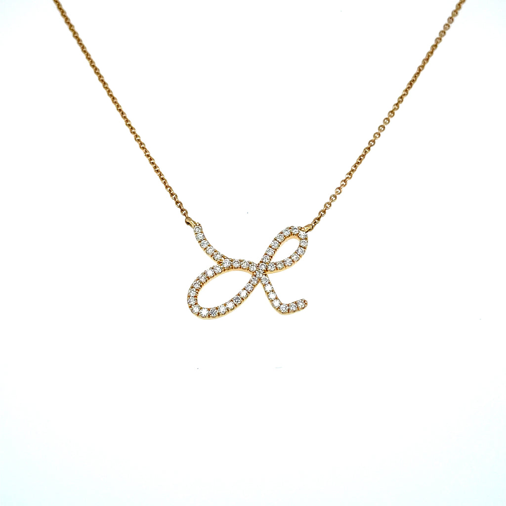 18KY gold initial "L" necklace with .23 cts diamonds