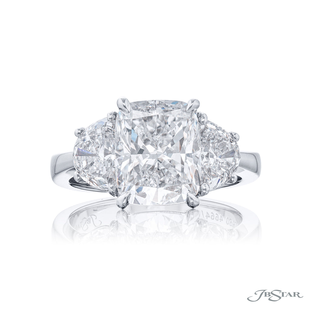 Lady's Platinum 3 Stone Engagement Ring Size 6 With Diamonds