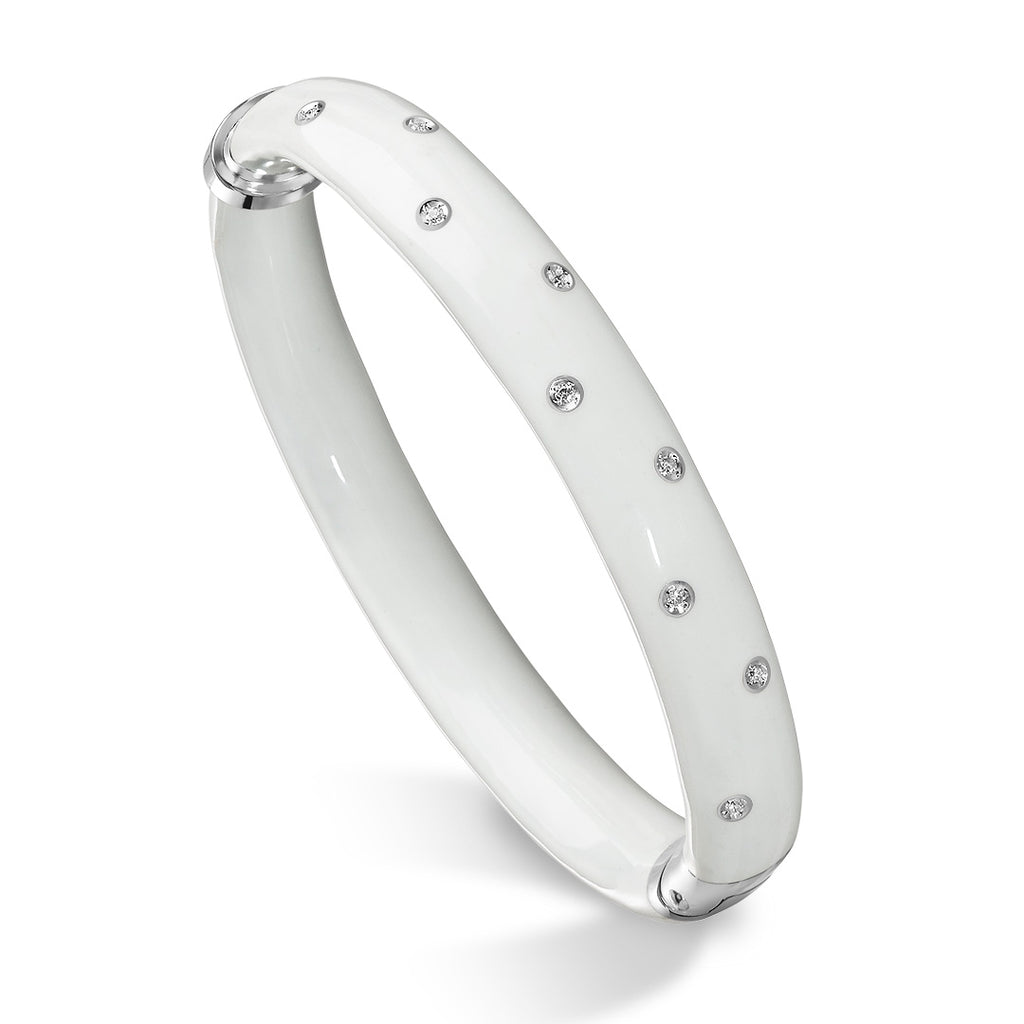 SOHO White Enamel Bracelet with Diamonds