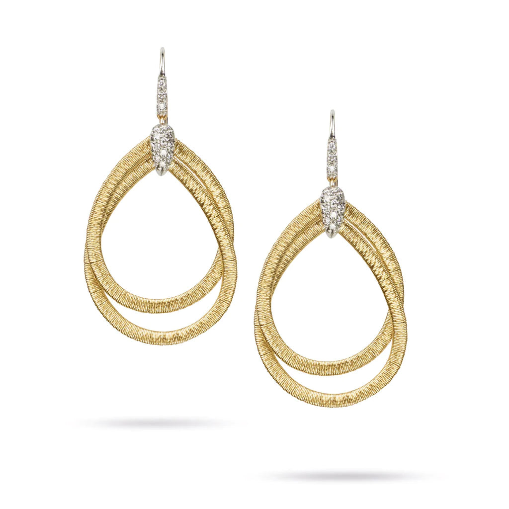 Marco Bicego Cairo Collection Gold and Diamond Small Drop Earrings