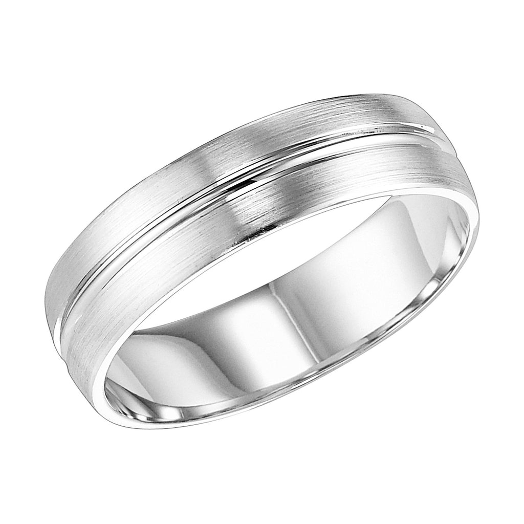 14K White Gold 6mm Comfort Fit Wht Engraved Wedding Band