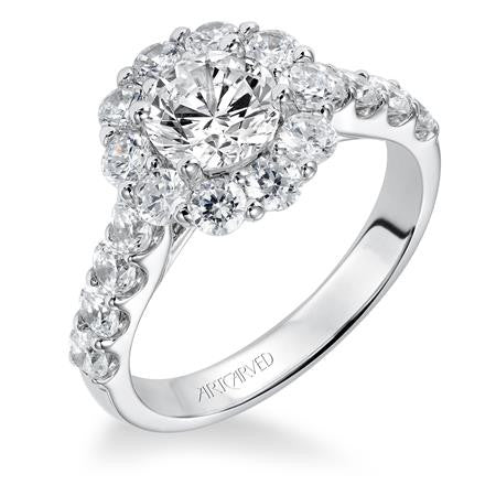 Lady's White 14 Karat Engagement Ring Size 6.5 With 19=1.44Tw Round Diamonds
