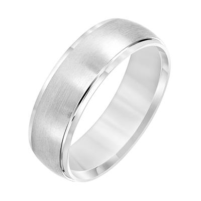 Gents Low Dome Round Edge Carved Wedding Band