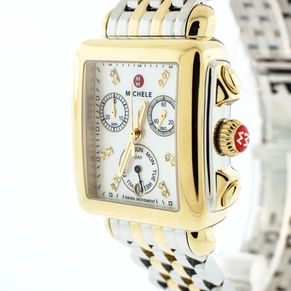 Signature Deco Diamond Dial Gold Watch