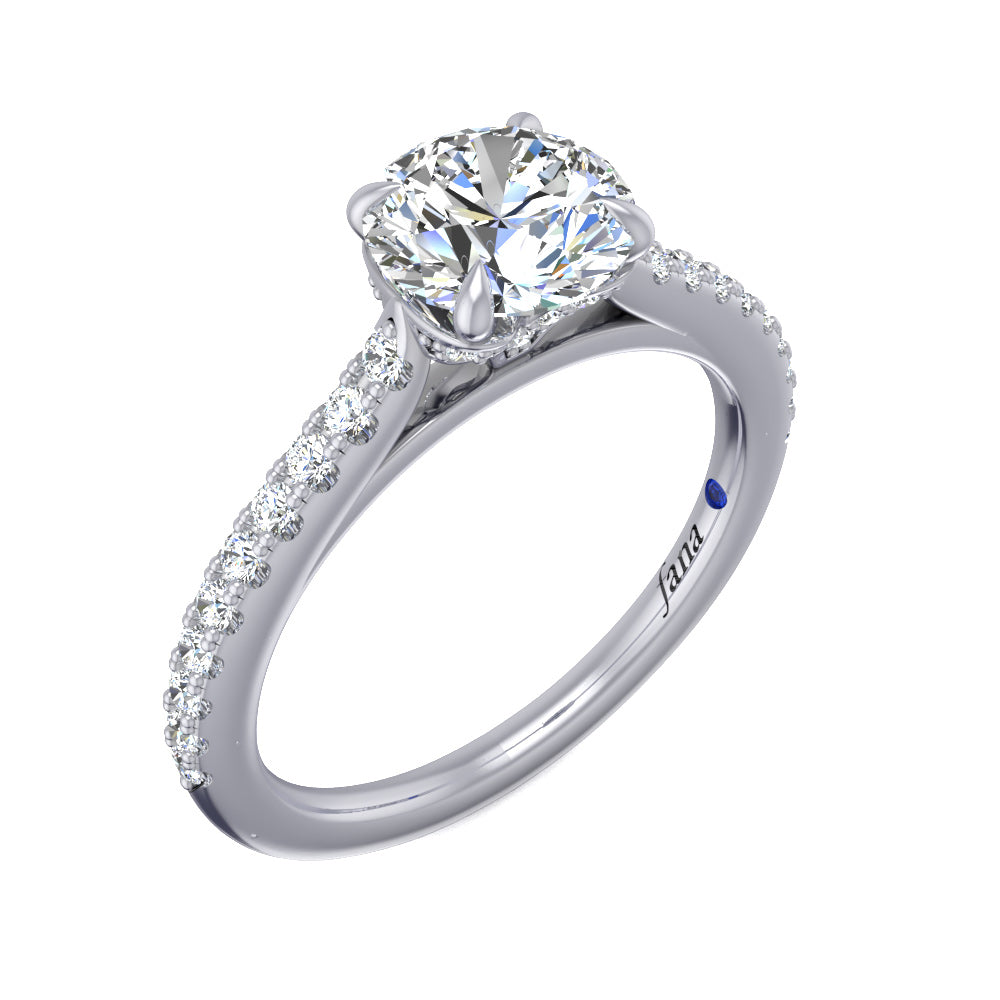 Delicate Round Cut and Pave Engagement Ring