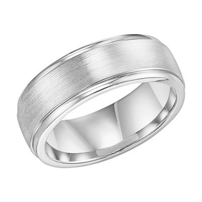 Gents Dome Step Edge Carved Wedding Band