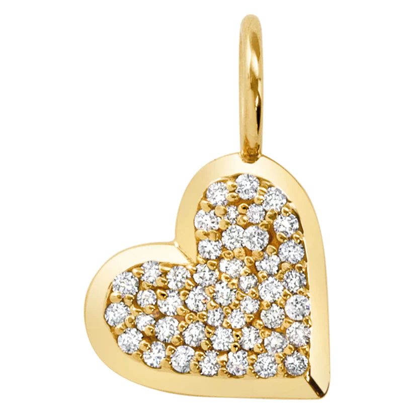 Heather B. Moore Mini, yellow gold pave heart charm, white diamonds
